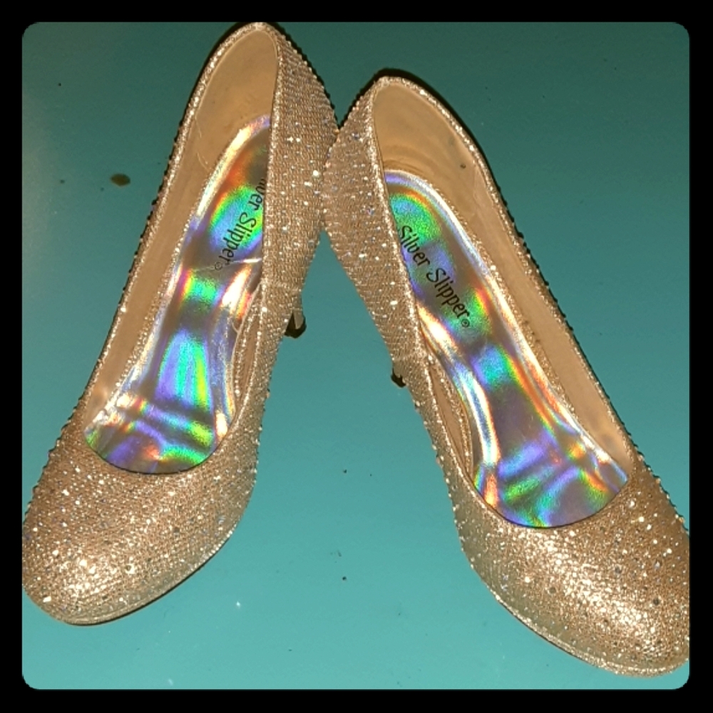 Golden high heels